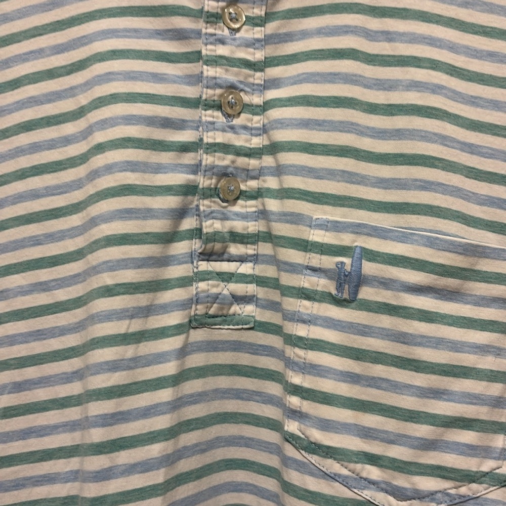 Johnnie-O Men's Striped Polo Shirt - Light Blue and White - Picture 2 of 4